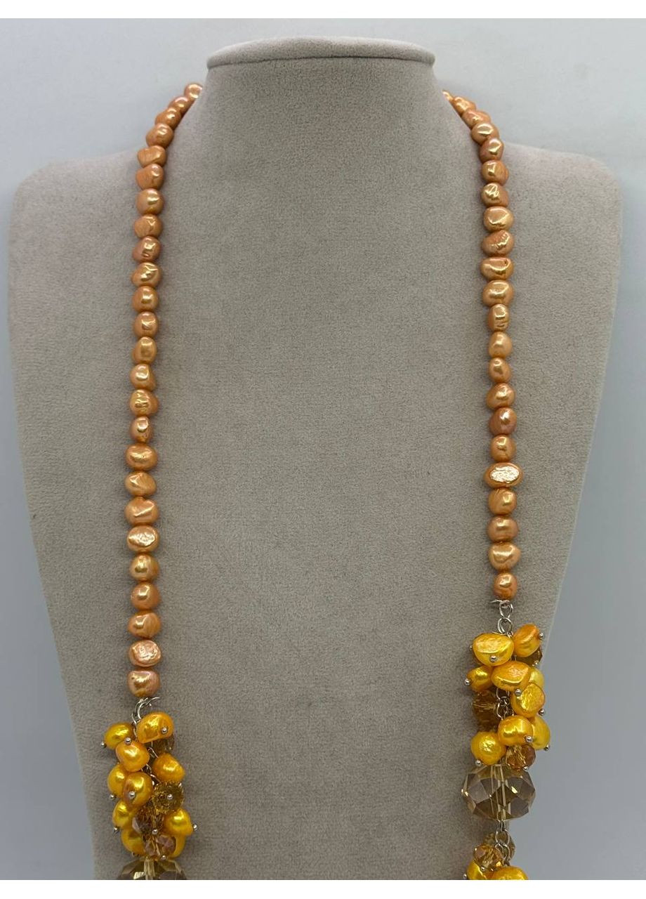 Намисто з скла та тонованих перлів 84 см Жовтий No Brand (368561645)