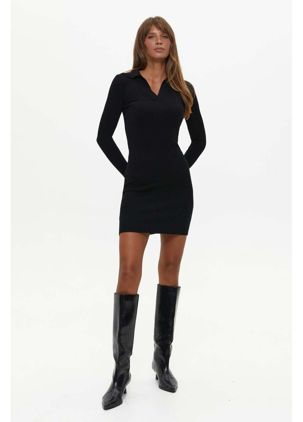 Черное платье поло длины мини, black Solmar