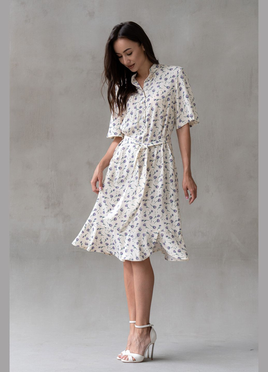 Белое праздничный, повседневный, коктейльное, кэжуал платье "миа" молоко принт RiMari