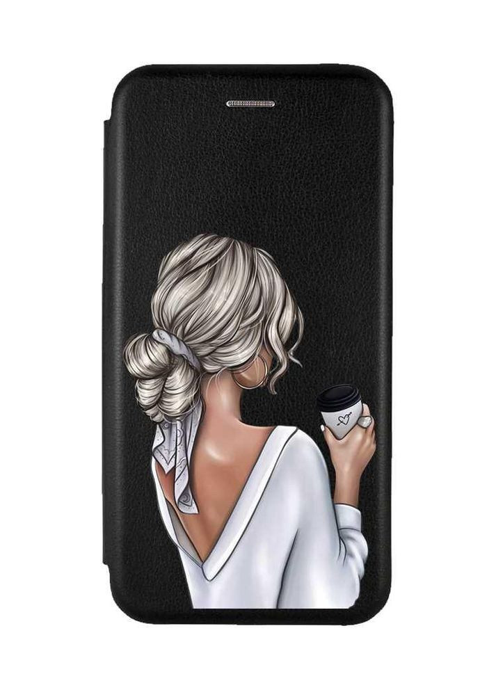 Чохол-книжка чорний з малюнком на Xiaomi Redmi 14C / Poco C75 Дівчина з латте (принт 227) Creative (355395184)