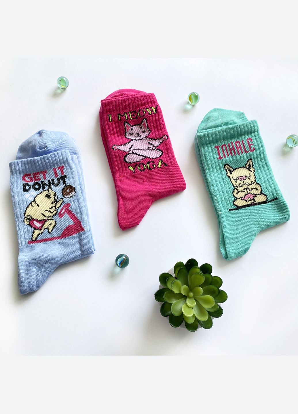 Комбіновані шкарпетки жіночі, з високою резинкою. звірята на спорті. комплект з 3х пар. колір: кольоровий мікс. Крокус анімалістичні (338427315)