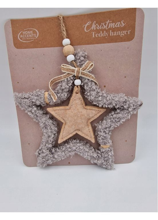 Подвеска в форме звезды из плюша и фетра Teddy hanger 15см серая No Brand (363320420)