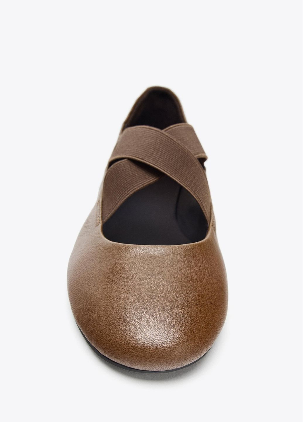 Жіночі балетки Zara | коричневі однотонні натуральна шкіра (363040677)