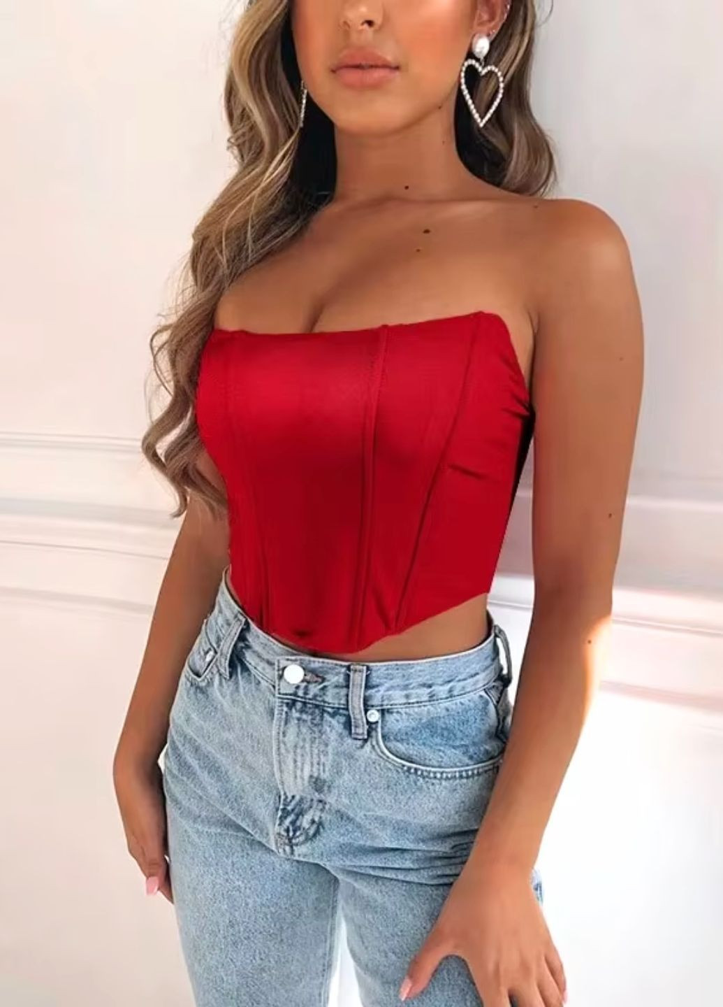 Корсет женский сатиновый на косточках однотонный No Brand (312232638)