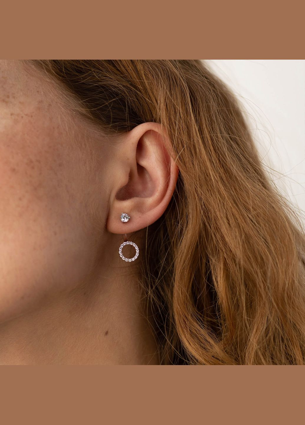 Срібні сережки - джекети Кругообіг з фіанітами 2674/9р-CZ Oniks (264024469)