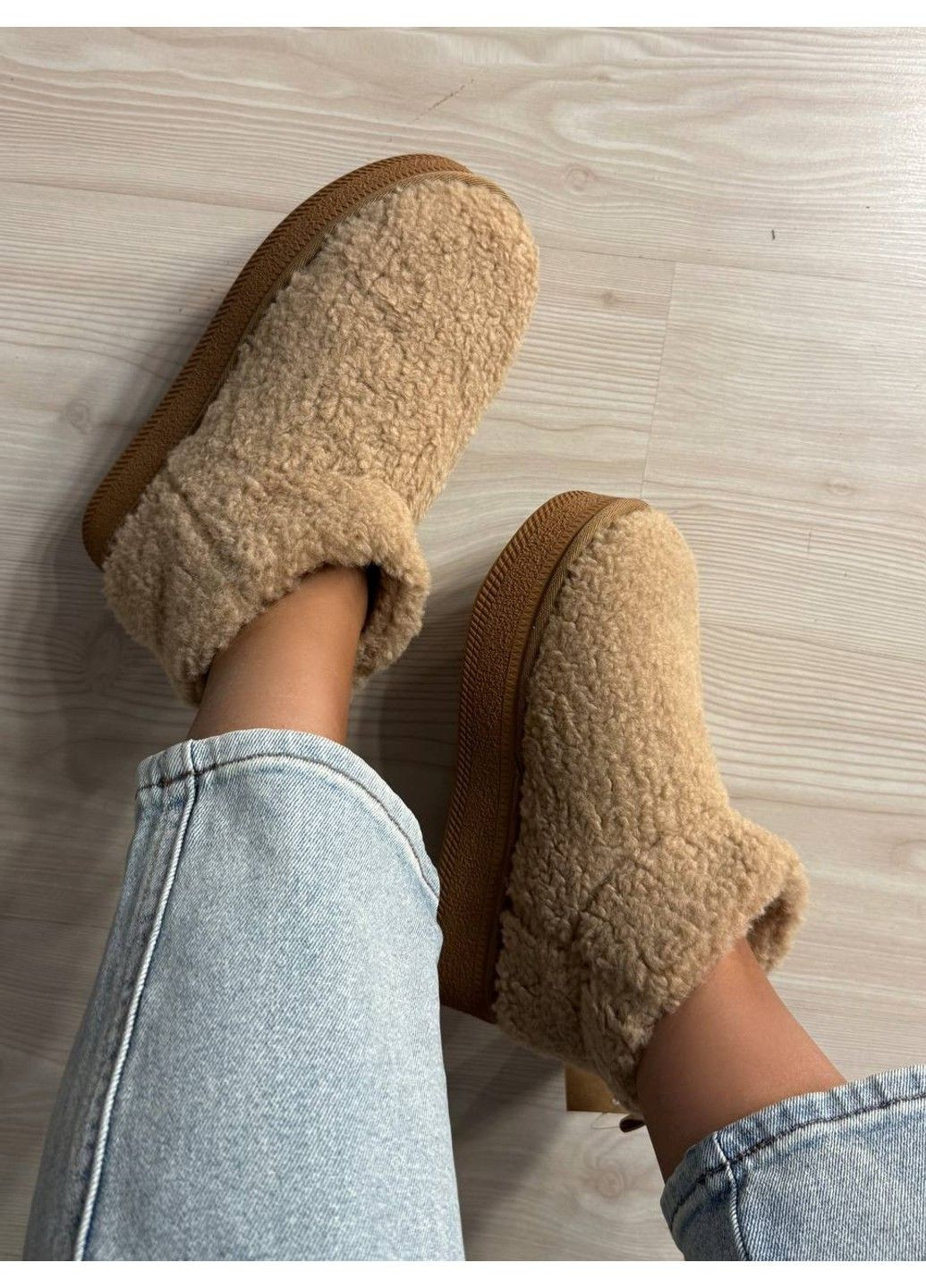 Угги женские 37-2 с мехом тедди на платформе бежевые Hengji (353309111)