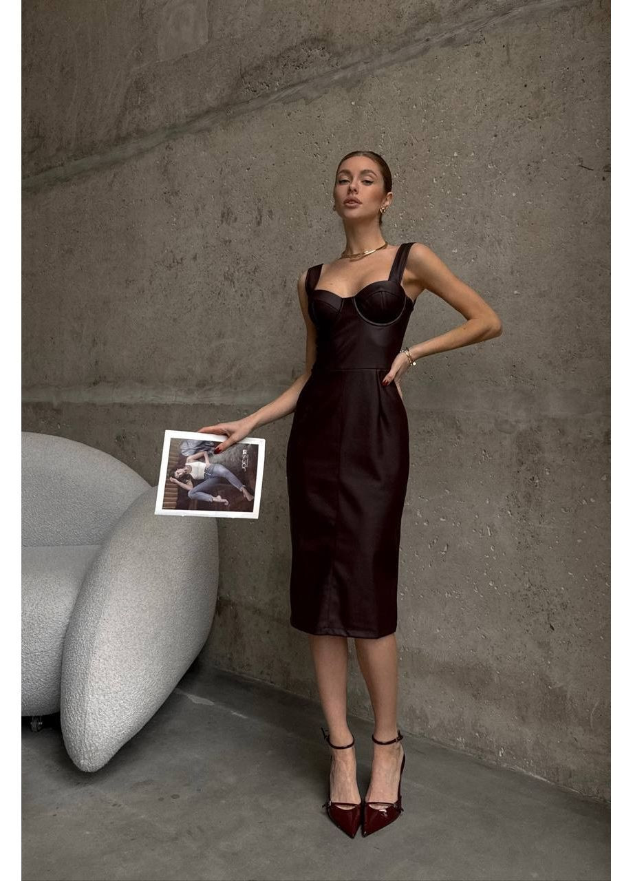 Коричнева повсякденний сукня жіноча Гермес однотонна