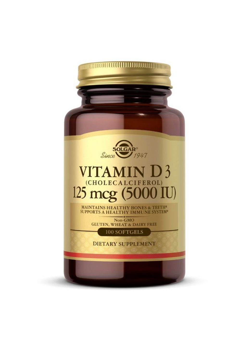 Витамины и минералы Vitamin D3 125 mcg, 100 капсул Solgar (293420699)