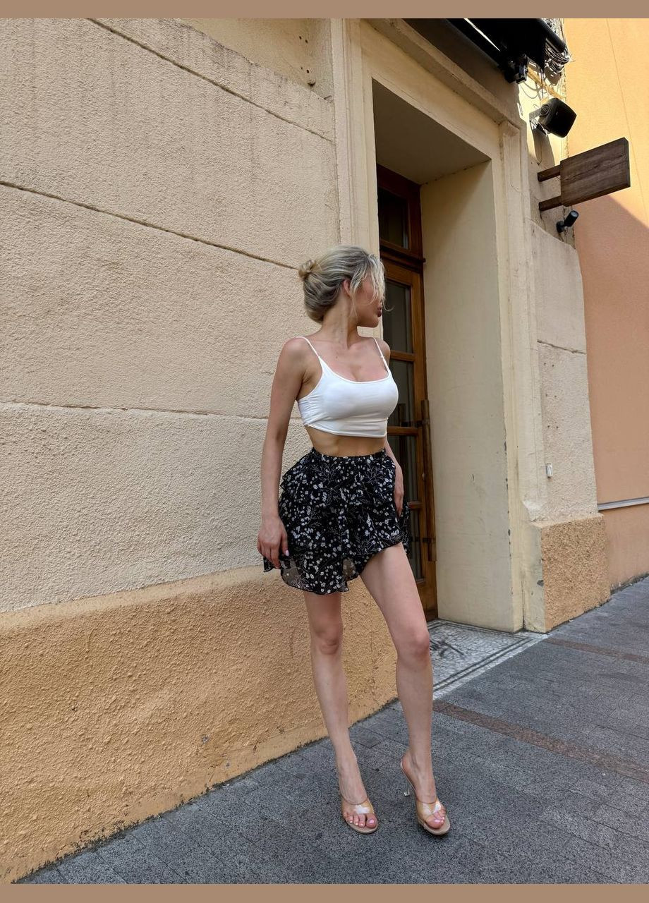 Черная повседневная цветочной расцветки юбки DK/DL Мода без кордонів