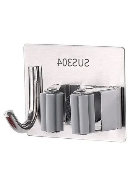 Самоклейне вологостійке кріплення для швабр із неіржавкої сталі гачок 8 x 6,5 см No Brand (315633011)