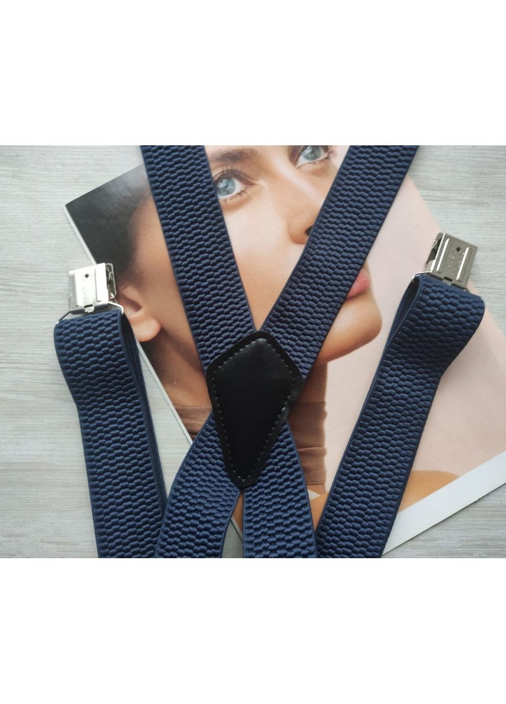 Мужские подтяжки Х образные синий джинс. No Brand (369365180)