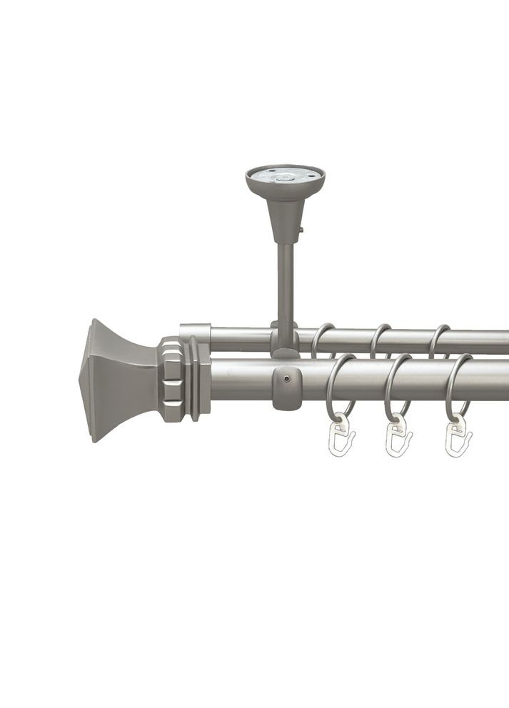 Карниз Емпорія металевий дворядний відкритий до стелі гладка труба Сатин 25\16 мм 200 см (00-00023777) ORVIT (300842981)