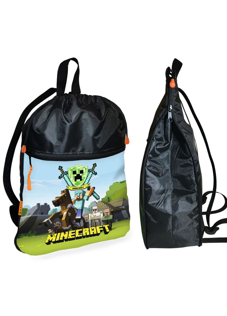 Рюкзак-мішок для взуття, спортивної форми Майнкрафт «Minecraft» дитяча сумка для змінки з розширювачем No Brand (325450293)