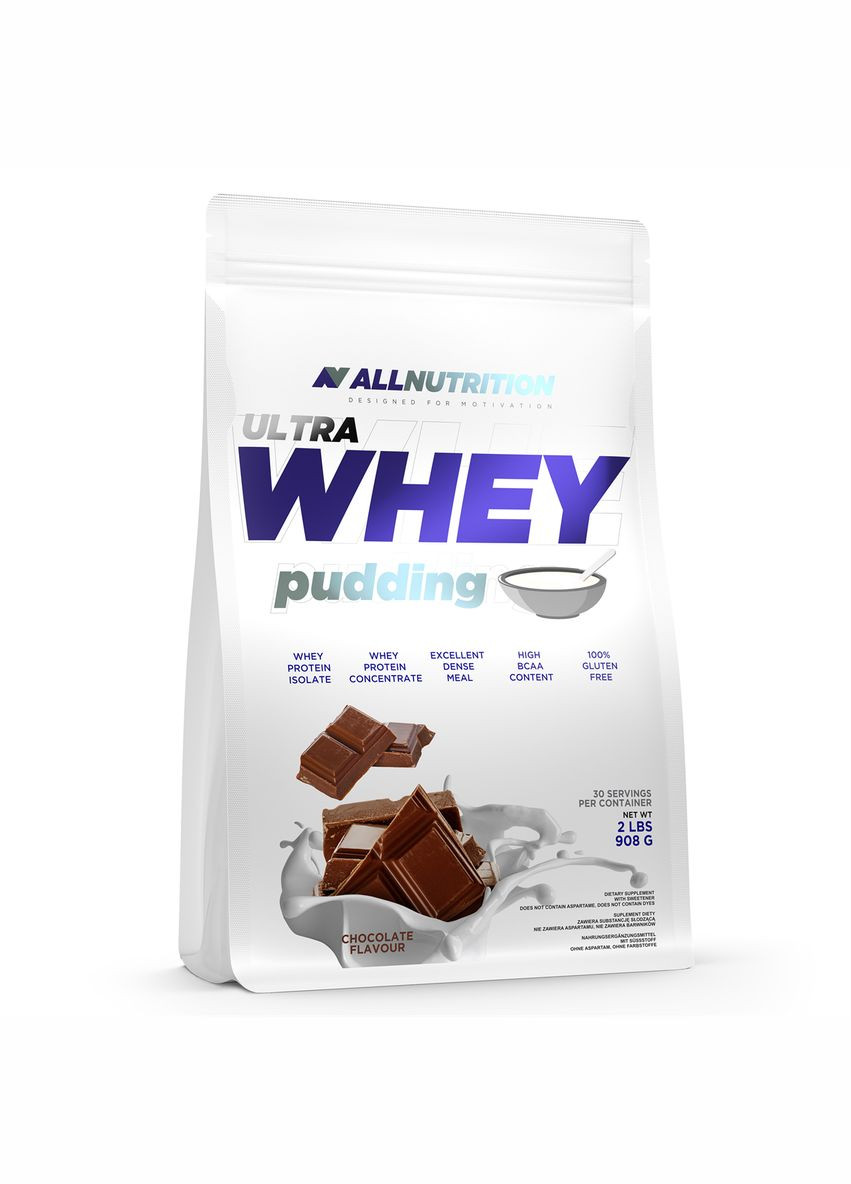 Концентрат та ізолят сироваткового протеїну без глютену Ultra Whey Pudding 908 г Allnutrition (348139254)