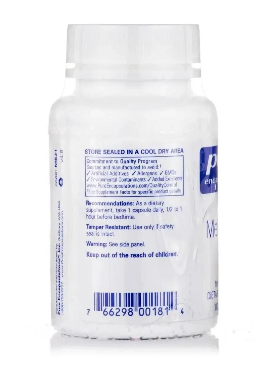 Мелатонин (Melatonin) 3 мг 180 капсул Pure Encapsulations (370188698)
