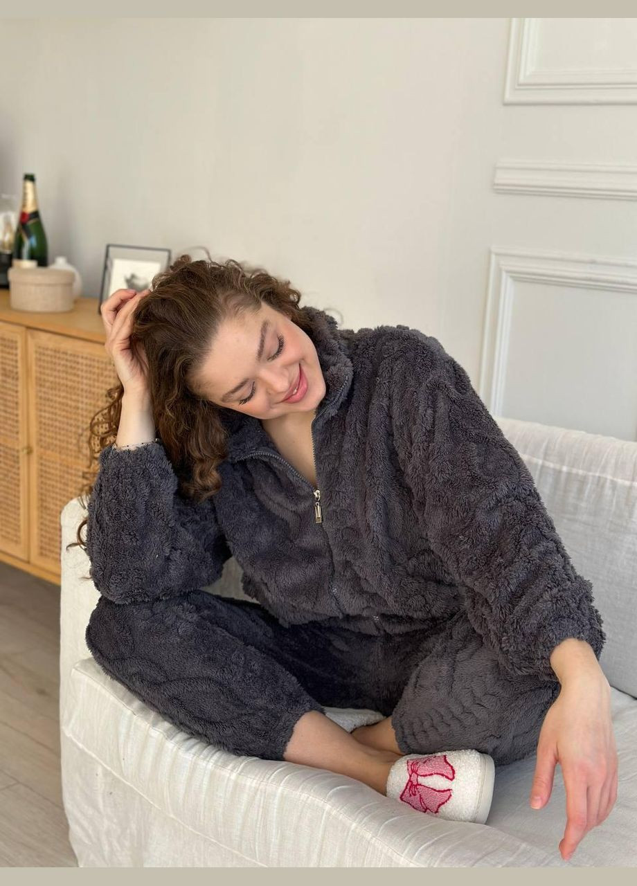 Темно-серая теплая женская пижама GT