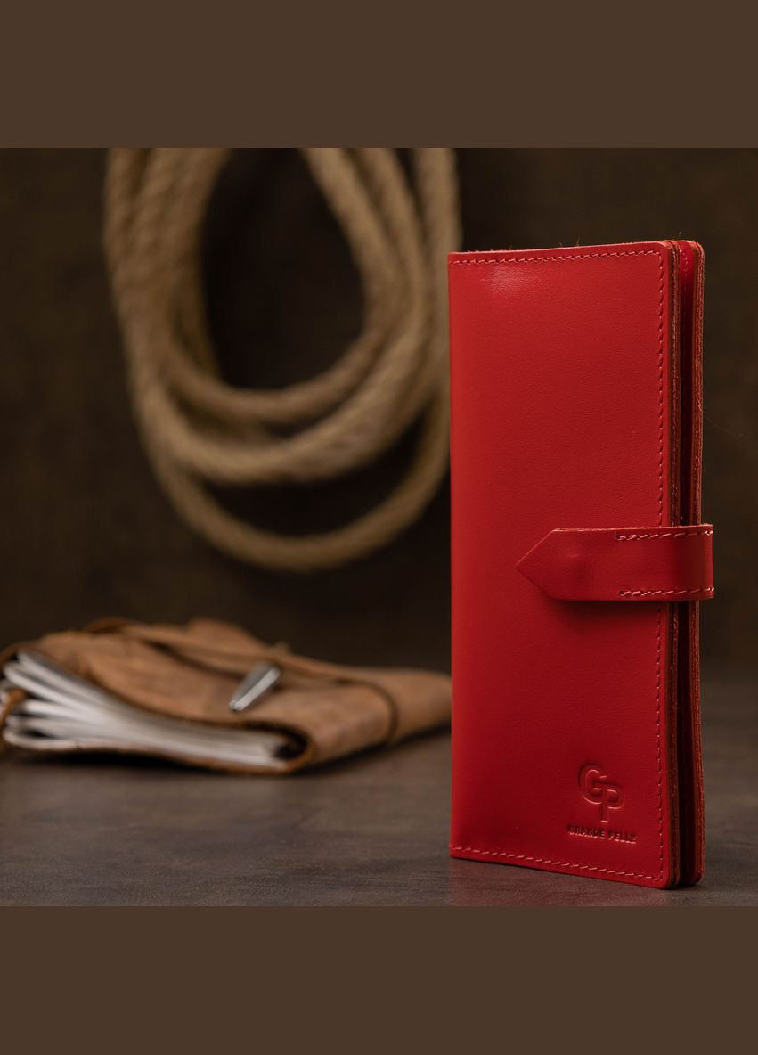 Жіноче портмоне з монетницею на кнопці червона шкіра червона (sku_11516) No Brand (328218586)