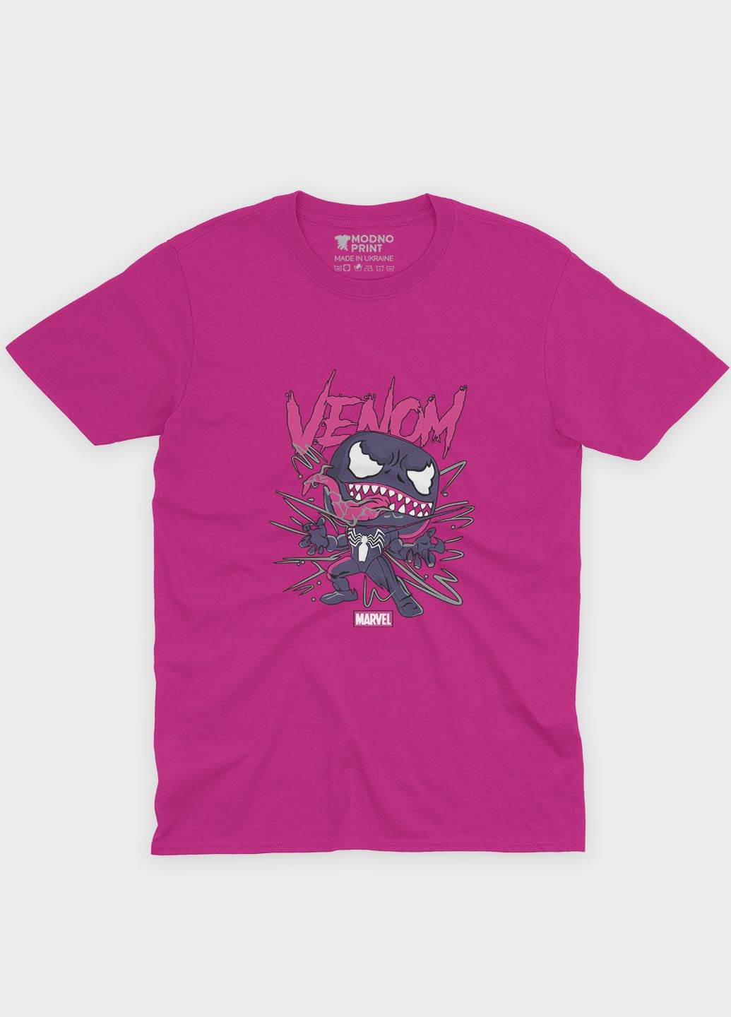 Рожева демісезонна футболка для дівчинки з принтом суперзлодія - веном (ts001-1-fuxj-006-013-009-g) Modno