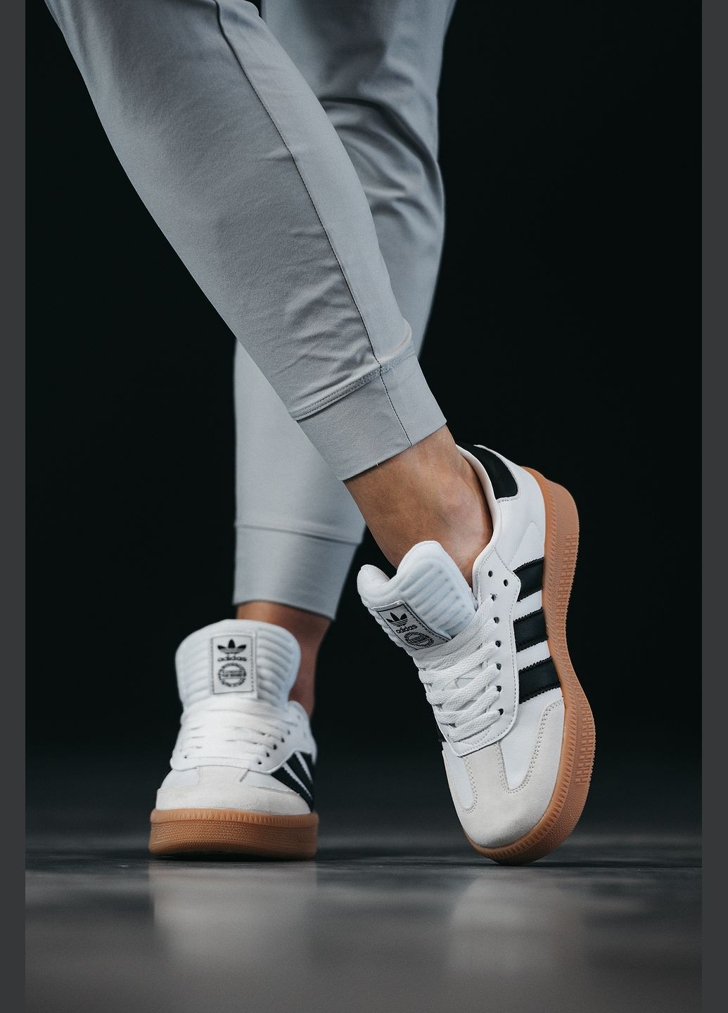 Белые демисезонные кроссовки мужские и женские adidas samba xlg white | адидас самба белые No Brand