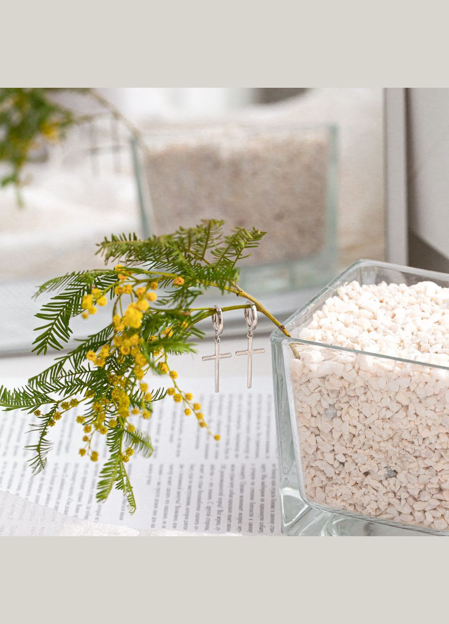 Комплект серебряный Крестики серьги классические и колье. No Brand (362176949)