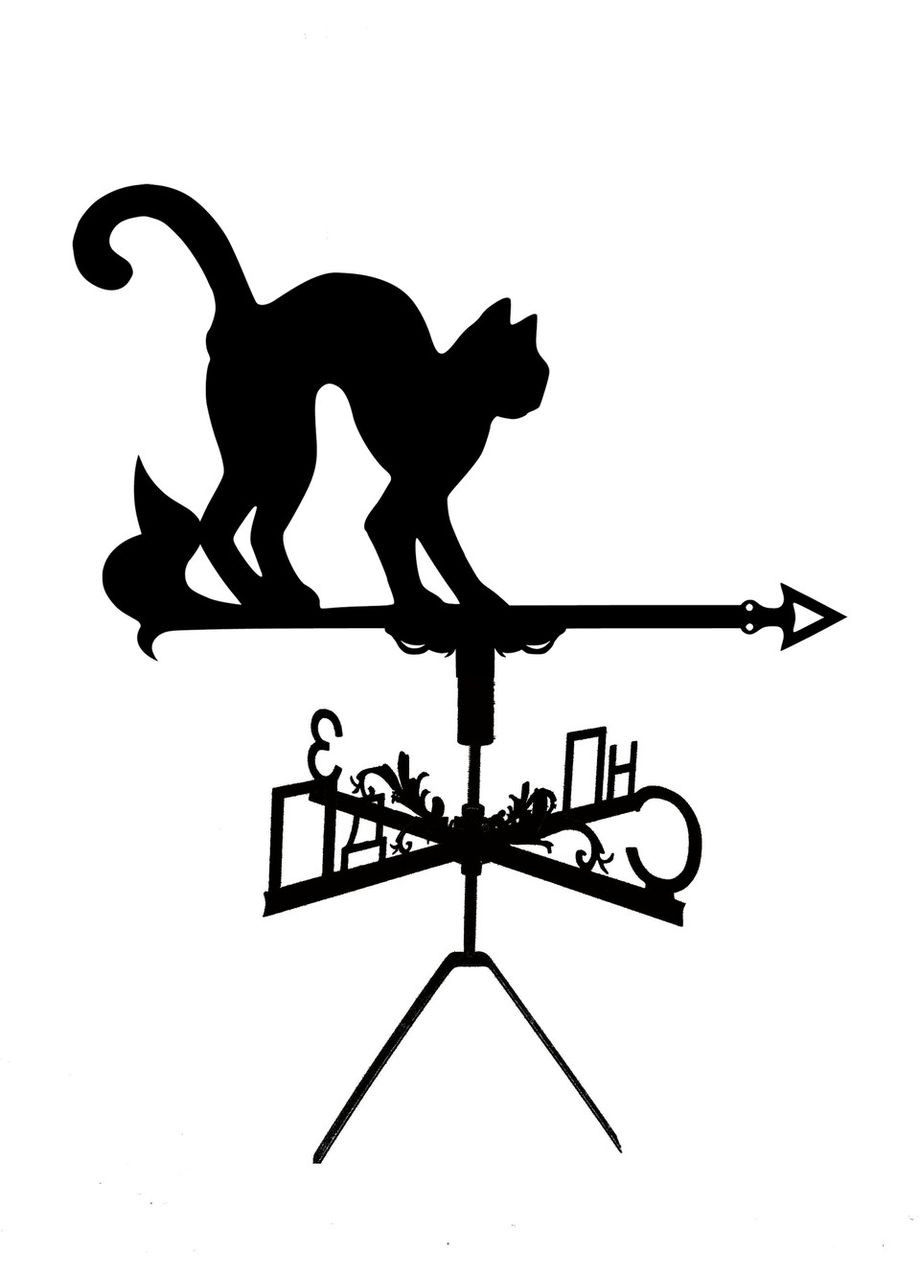 Флюгер на дом Кот, Кошка №2, флюгер на крышу из металла 3 мм. No Brand (368896589)