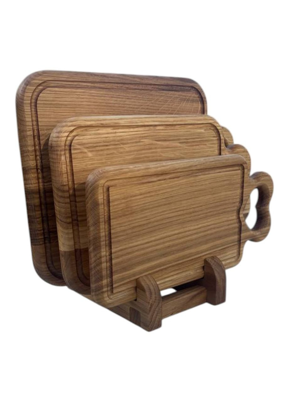 Набор деревянных дощечек кухонные доски на деревянной подставке 3 в 1 Дуб (полированный) №2 No Brand (367585533)