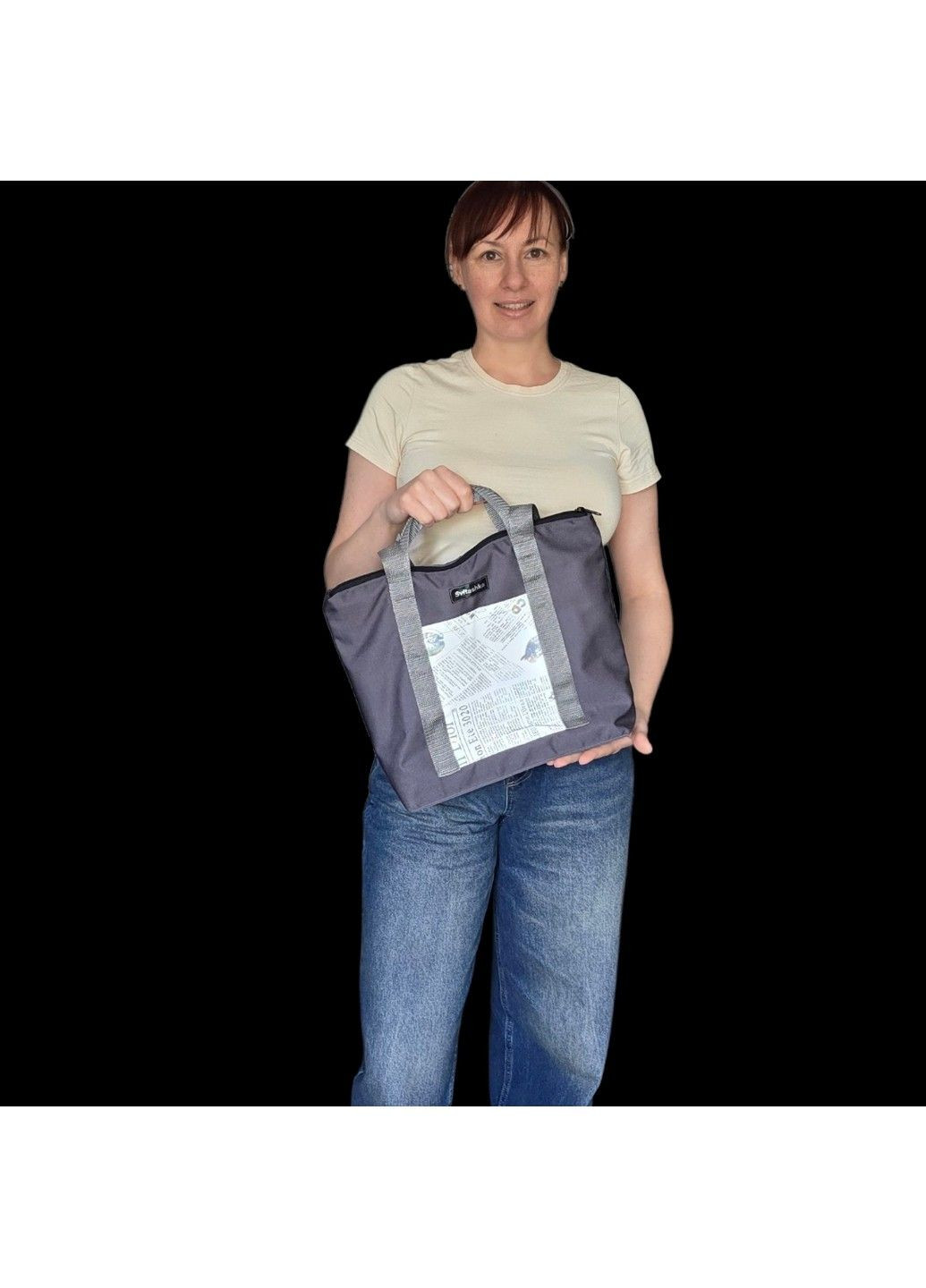 Сумка-шопер Svitashka "Графит" Саржа. Светоотражающие карманы. Двойные ручки No Brand (332998151)