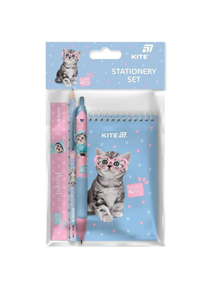 Шкільний набір Education Studio Pets Рюкзак + Пенал + Набір канцелярії + Ланчбокс + Пляшка + Сумка для взуття + Гаманець Kite (373265024)