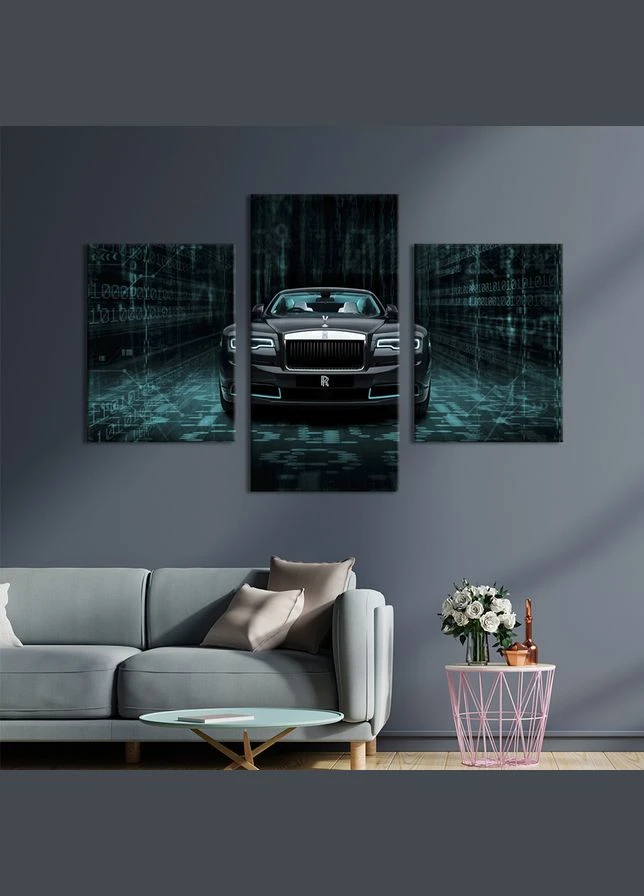 Картина из трех панелей триптих Статусный автомобиль Rolls-Royce Wraith 66x40 см (1395-32) KilArt (380030089)