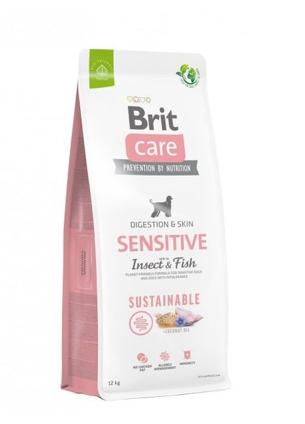 Сухий корм Care Dog Sustainable Sensitive для собак з чутливим травленням з рибою та комахами 12 кг Brit (336873445)