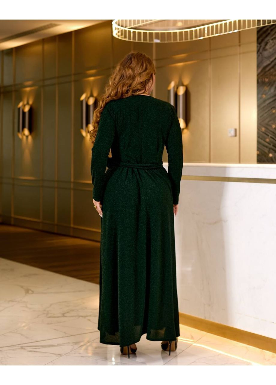 Изумрудное праздничный, вечернее, кэжуал женское платье макси на запах Style Point