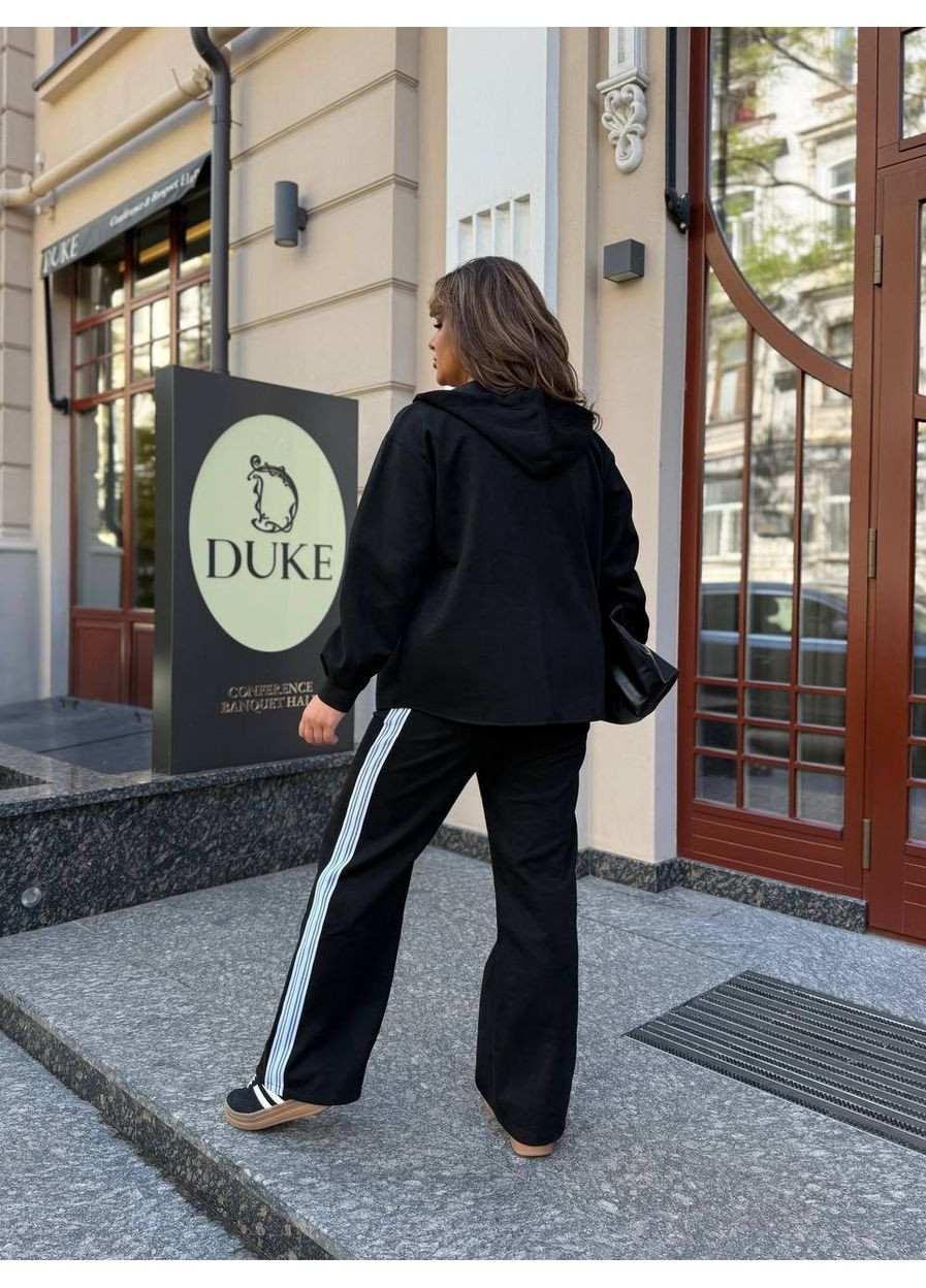 Жіночий костюм із замші: кофта з капюшоном та штани з лампасами MonCher (361146227)