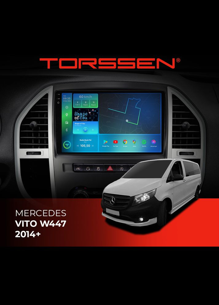 Штатная магнитола 2K Mercedes Vito W447 2014+ FL10 4+64Gb 4G Carplay DSP Torssen (307087733)