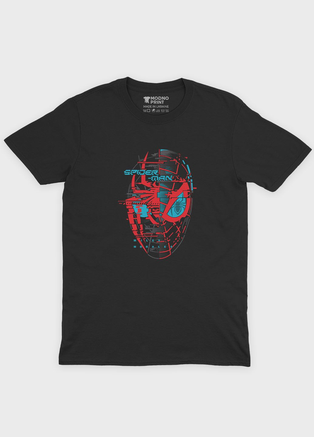 Чорна демісезонна футболка для дівчинки з принтом супергероя - людина-павук (ts001-1-gl-006-014-034-g) Modno