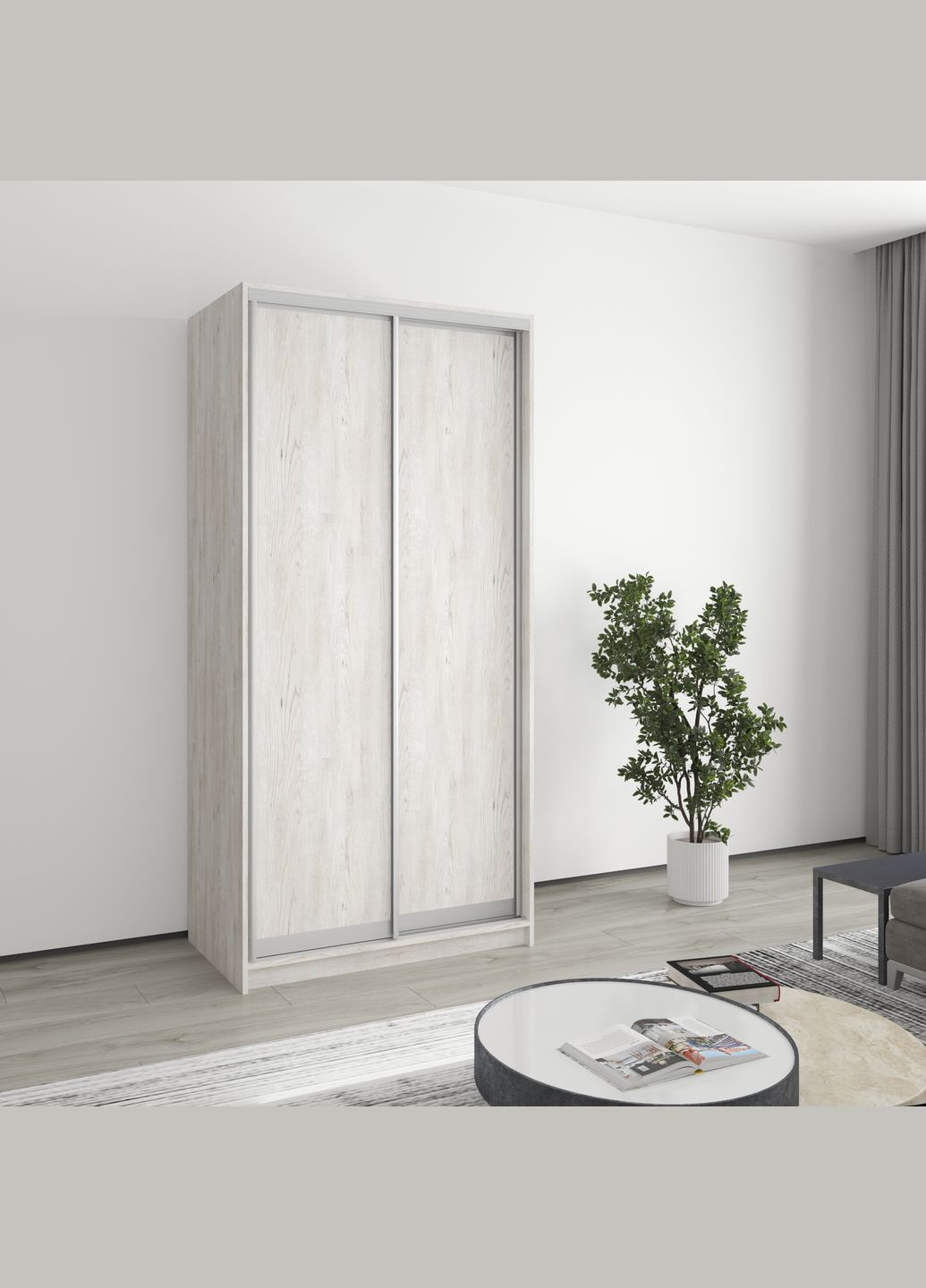 Шафа-купе дводверна Стандарт AL 2ДСП 100x45x210 см Аляска сірий (MBS-2288) MebelStar (346289772)