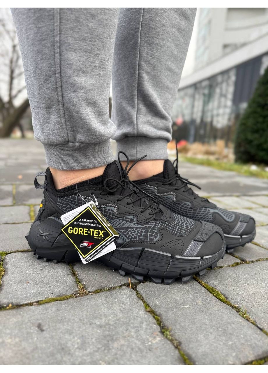 Чорні Осінні кросівки чоловічі reebok zig kinetica ii edge black termo gore-tex рібок зіг кінетіка No Brand