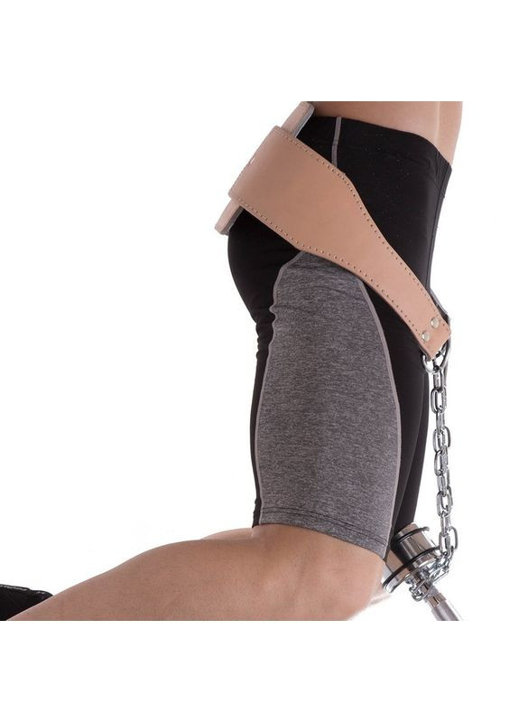 Пояс для обтяжень шкіряний (шкіра, ширина-7in (18см), з ланцюгом, бежевий) (SB-165130) Zelart (361433866)