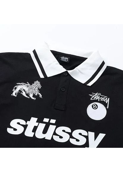 Черная футболка polo stussy, мужская футболка черного цвета No Brand