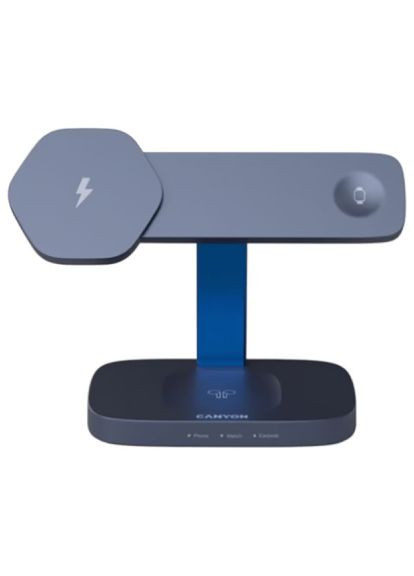 Зарядний пристрій wireless charger HEXAGON WCS-310 3in1 DarkGrey/Blue (CNS-WCS310DGBL) Canyon wireless charger HEXAGON WCS-310 3in1 DarkGrey/Blu (370019995)