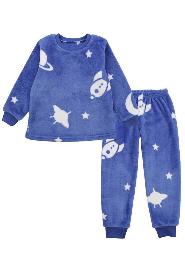 Синяя зимняя пижама для девочки Фламинго