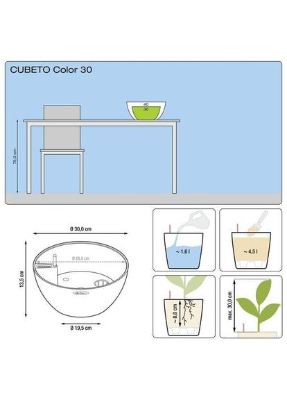 Розумний вазон Cubeto Color 30 4,5 л бежевий 13831 Lechuza (316623670)