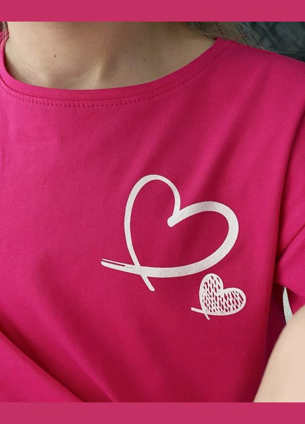 Малиновий літній комплект для дівчинки (футболка+велосипедки) hc (h001-6420-036-33) No Brand