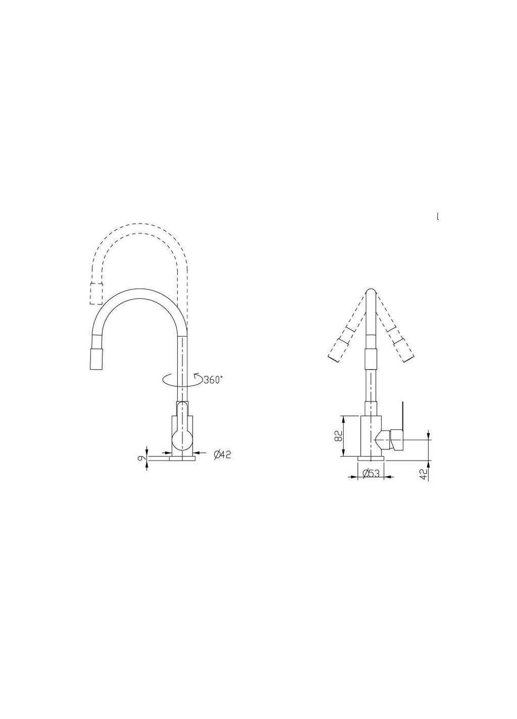 Смеситель на мойку Pure 015F3 (k35) с гибким изливом BRIPUR015F3GRG Brinex (365736269)
