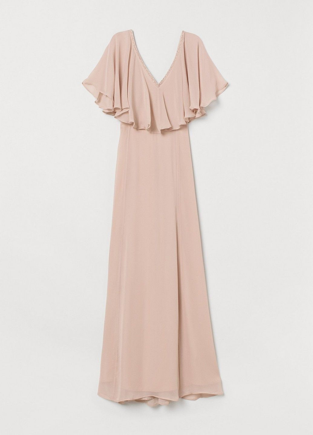 Пудровое вечернее платье с микро-дефектом H&M однотонное