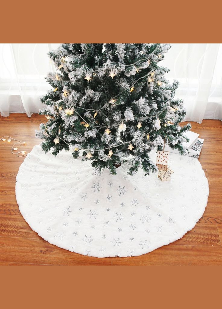 Килимок під ялинку зі сніжинками з паєток 122 см білий Jannet Килим (308340227)