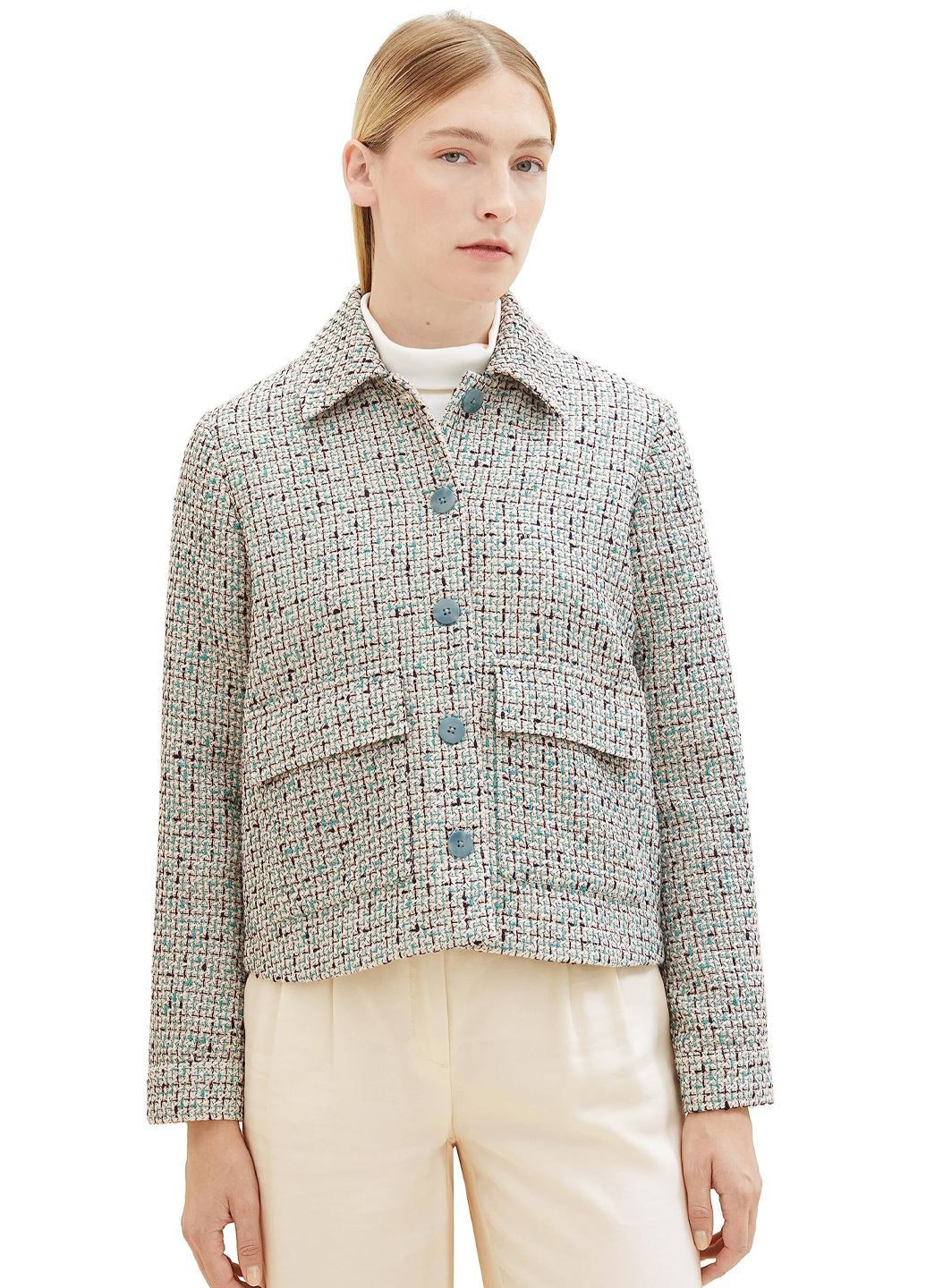 Цветной женский женский фактурный жакет Tom Tailor - демисезонный