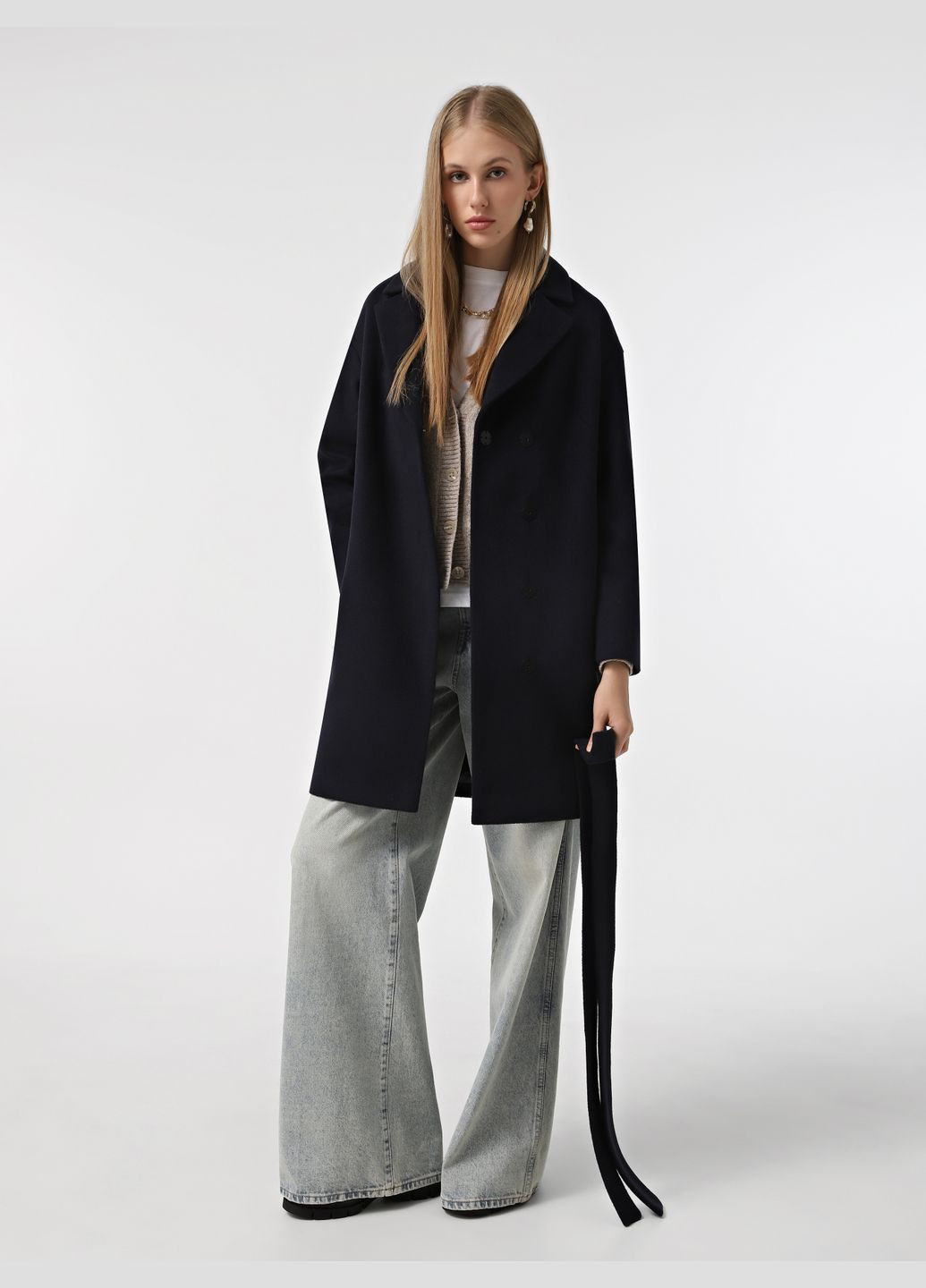 Темно-синє демісезонне Пальто демісезонне темно-синє 1187DBU однобортне DANNA