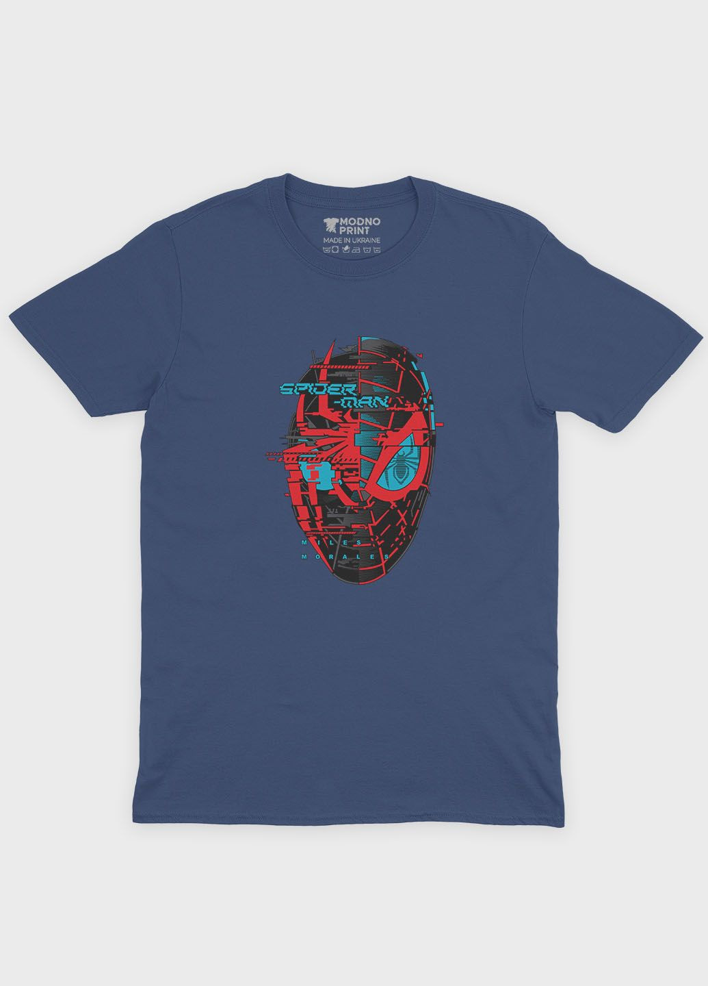 Темно-синяя демисезонная футболка для мальчика с принтом супергероя - человек-паук (ts001-1-nav-006-014-034-b) Modno