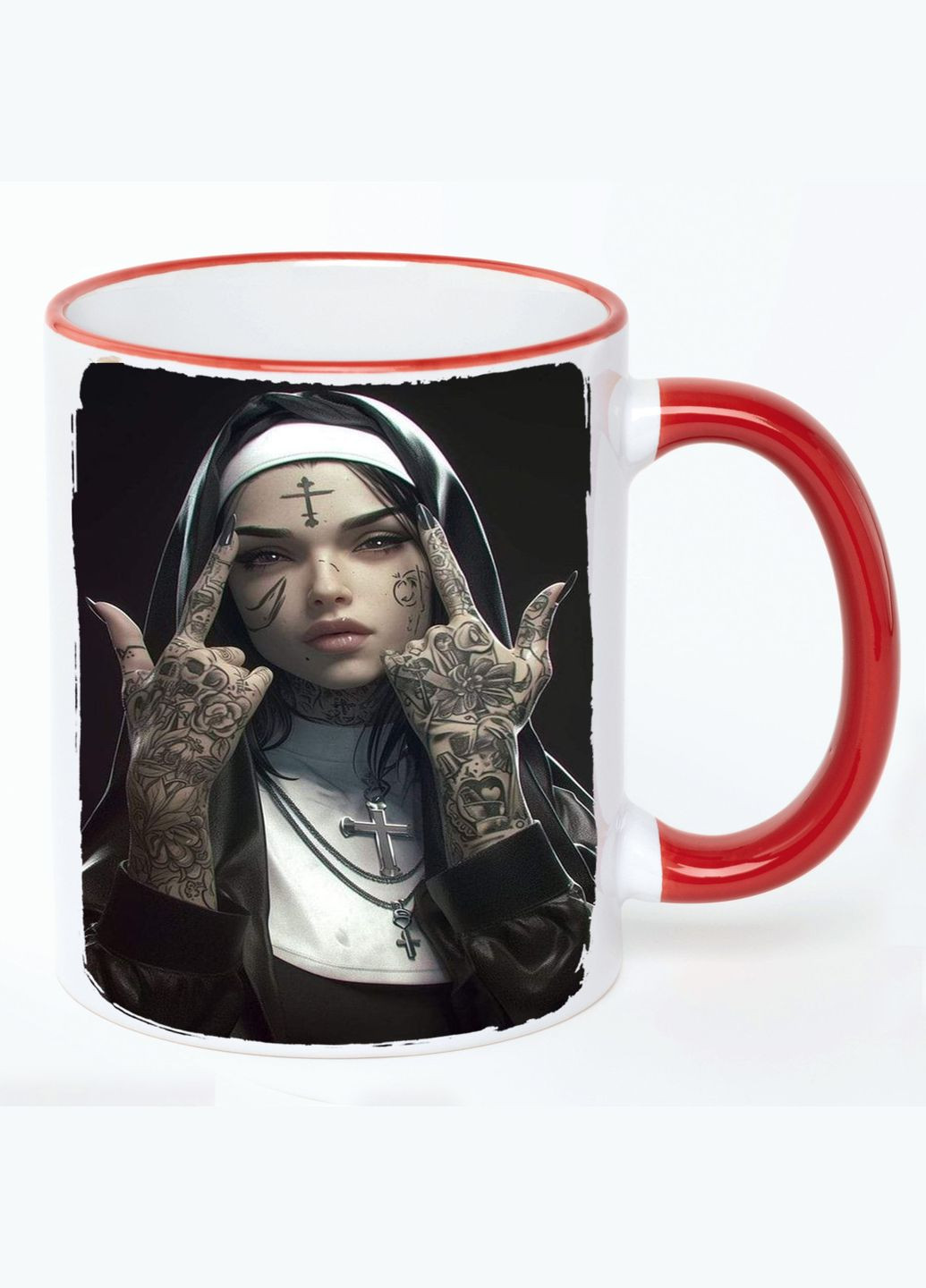 Чашка Арт #0051 (кухоль, кухоль) Біла з Червоною ручкою 330 мл No Brand (322714694)