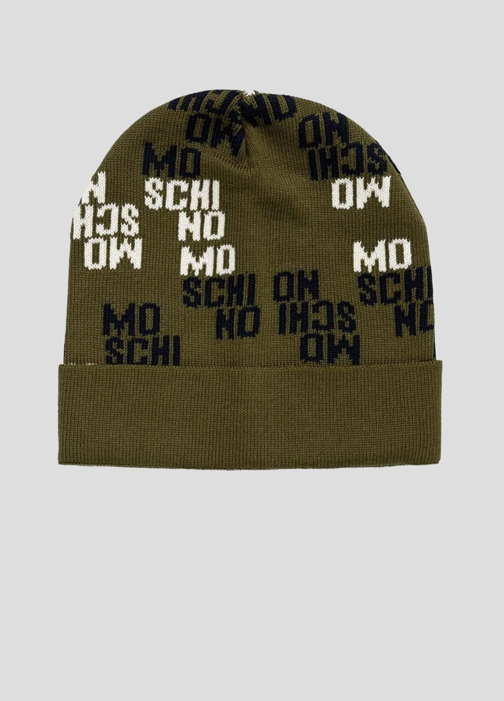 Шапка-бини цвета хаки с лого Moschino (332192274)